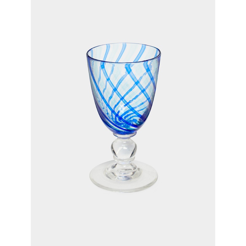 Hand-Blown Striped Wine Glass