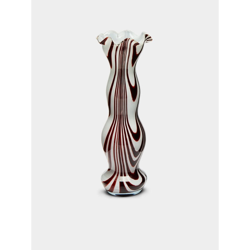 Mid-Century Marbled Rippled Glass Vase