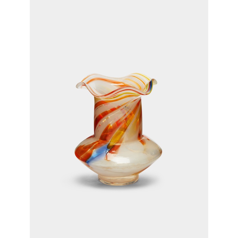 Mid-Century Scalloped Glass Bud Vase