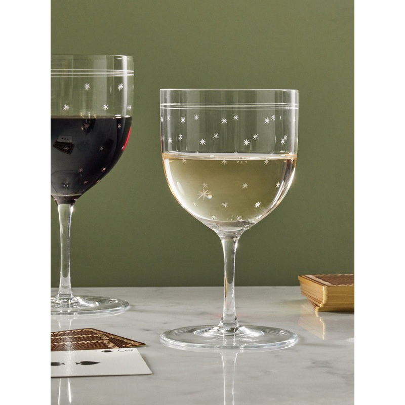 Rothschild Stars Hand-Engraved Crystal White Wine Glass