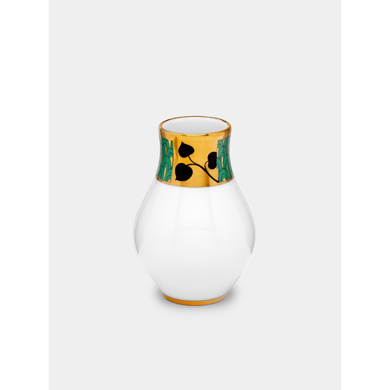 Secession Hand-Painted Porcelain Pear-Shaped Vase