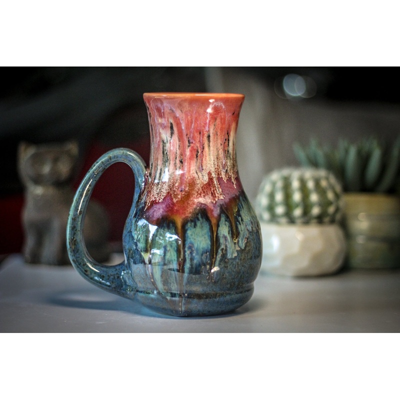 02-A Coral Mountain Meadow Barely Flared Acorn Mug - TOP SHELF, 21 oz.