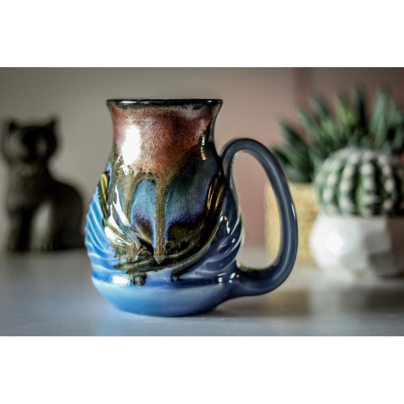 10-B Copper Agate Barely Flared Textured Acorn Mug - TOP SHELF, 18 oz.