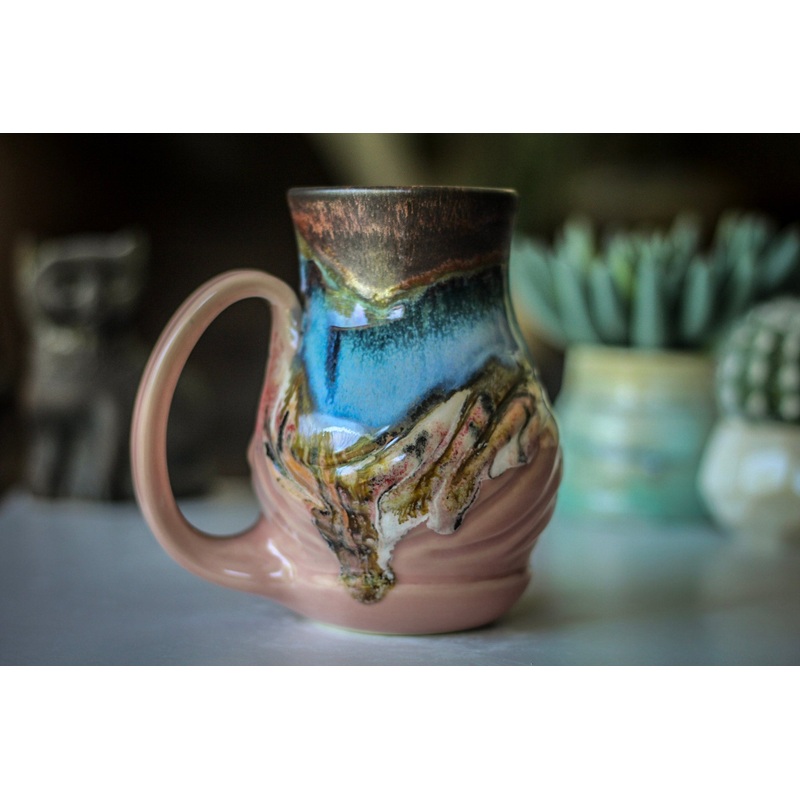 12-B Copper Agate Barely Flared Textured Acorn Mug - TOP SHELF, 18 oz.