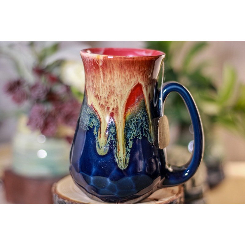 28-C Lava Falls Barely Flared Notched Crystal Mug - TOP SHELF, 13 oz