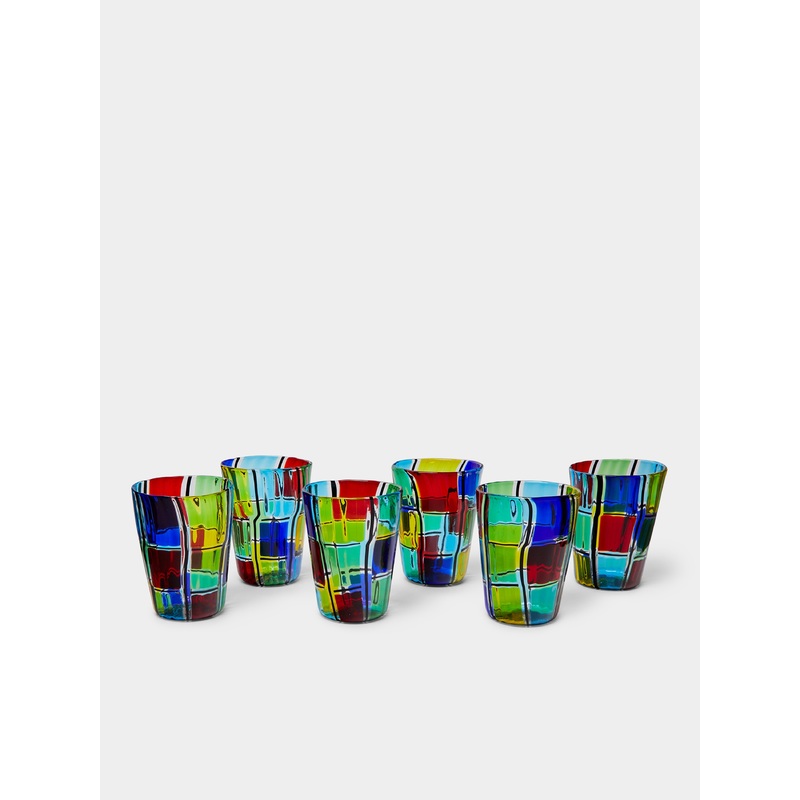 Carnevale Hand-Blown Murano Glass Tumblers (Set of 6)