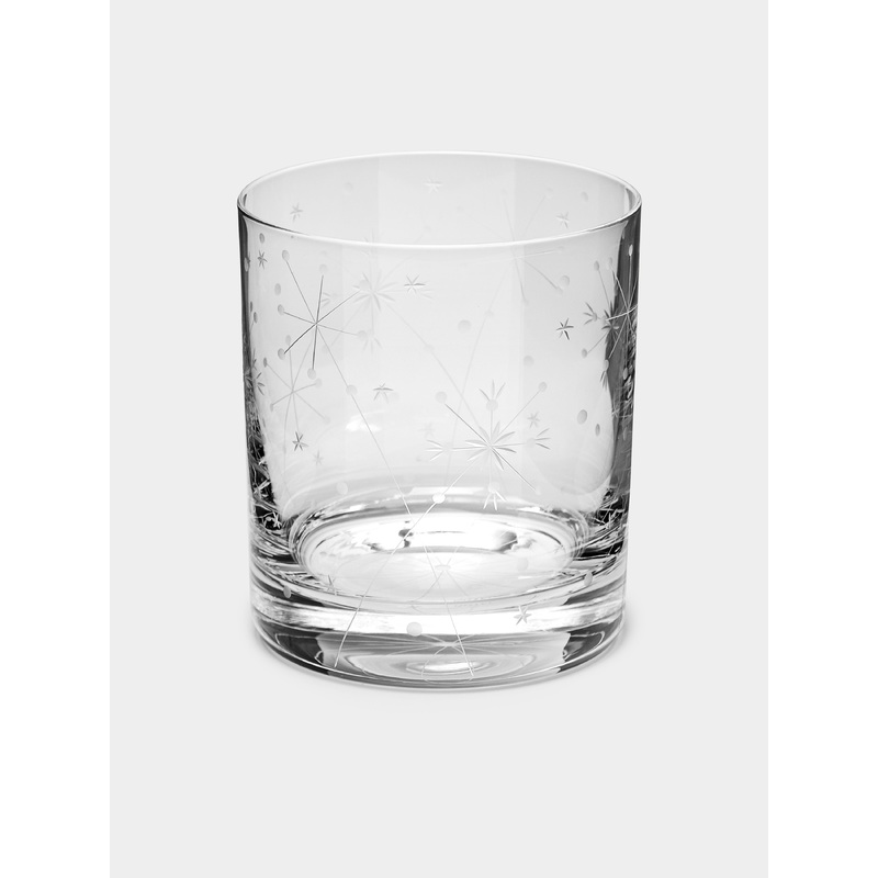 Fireworks Hand-Engraved Crystal Double Old Fashioned Glass