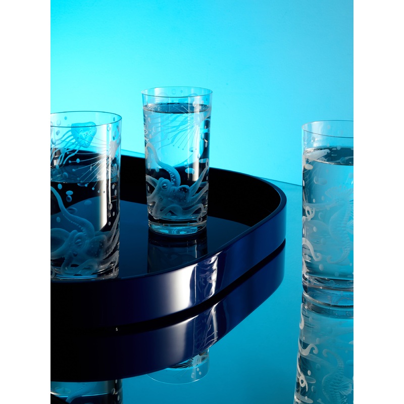Frutti di Mare Hand-Engraved Crystal Highballs (Set of 6)