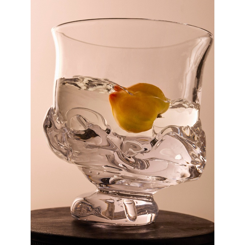 Hand-Blown Glass Footed Vase