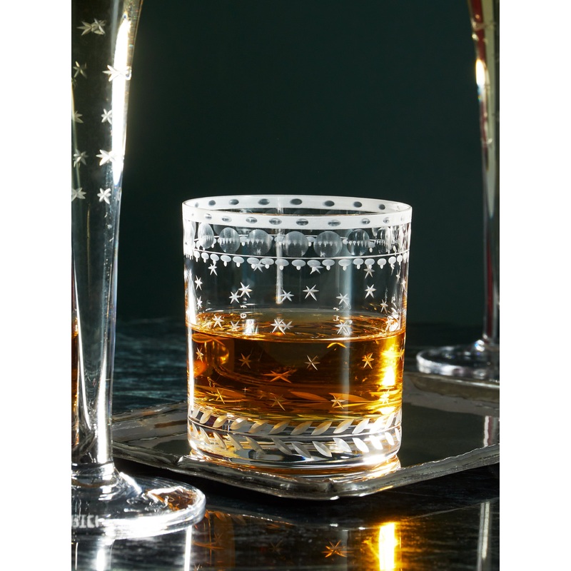 Staro Hand-Engraved Crystal Small Tumblers (Set of 6).