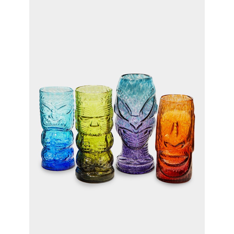 Tiki Hand-Blown Highballs (Set of 4)