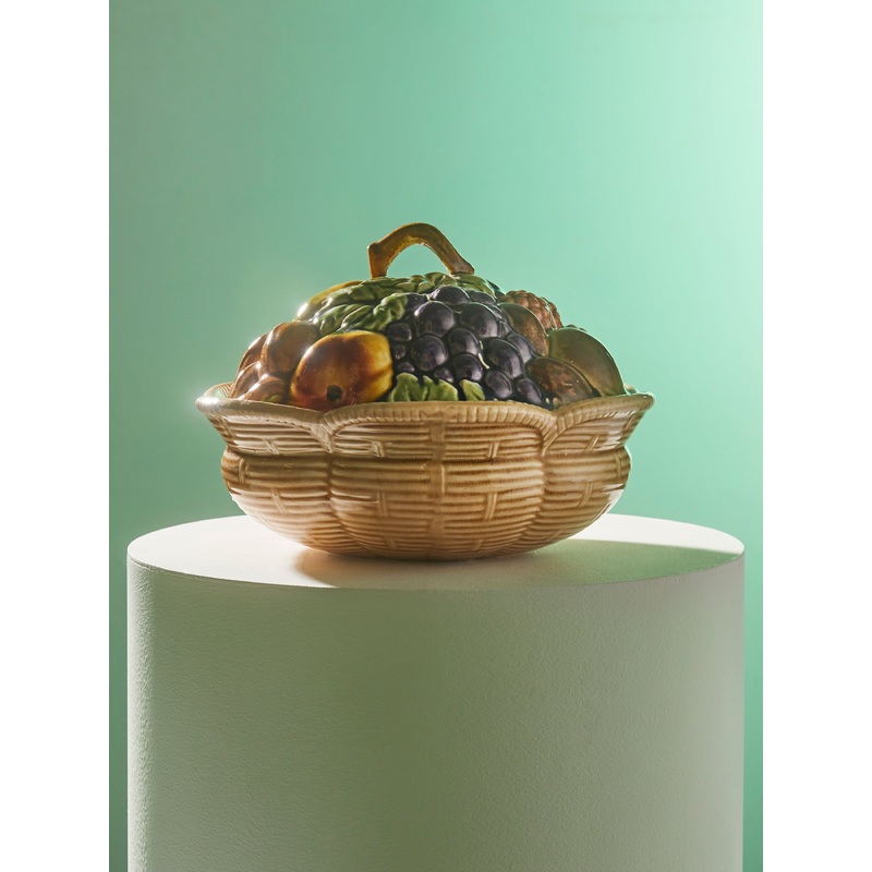 1940s Sarreguemines Ceramic Fruit Tureen