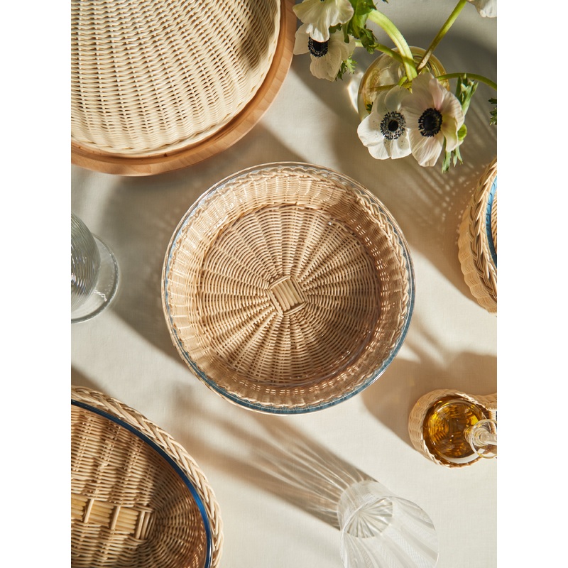 Anemone Handwoven Wicker and Glass Large Baking Dish