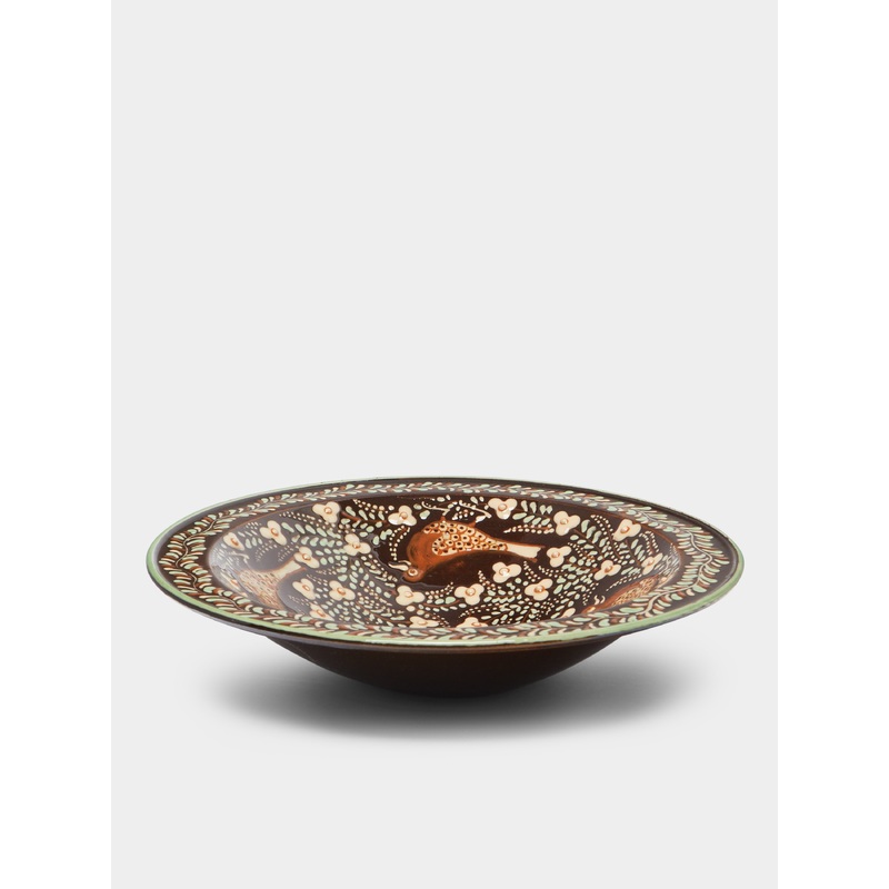 Birds Hand-Painted Ceramic Large Serving Bowl