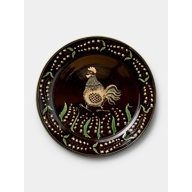 Chickens Hand-Painted Ceramic Round Platter
