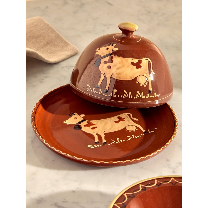 Cows Hand-Painted Ceramic Large Butter Dish