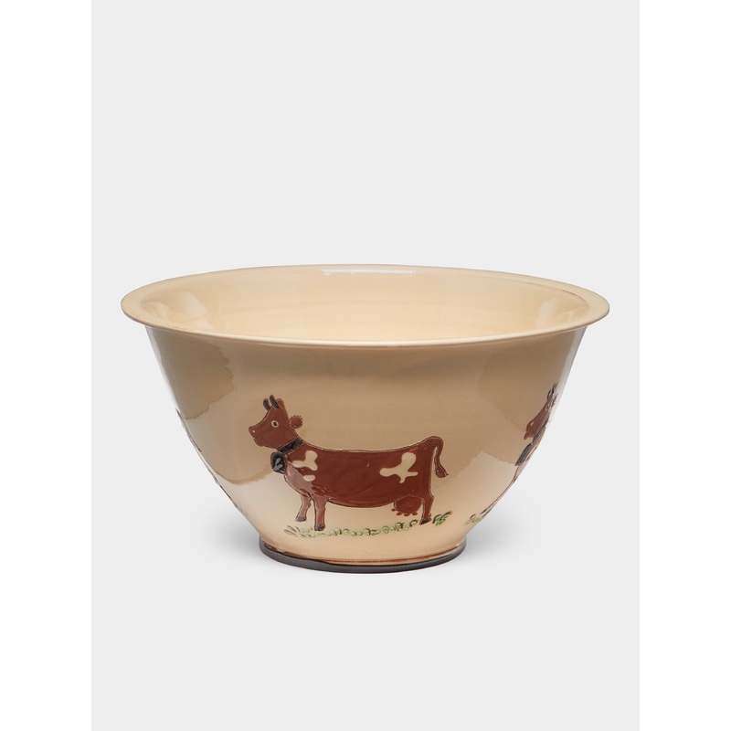 Cows Hand-Painted Ceramic Large Salad Bowl