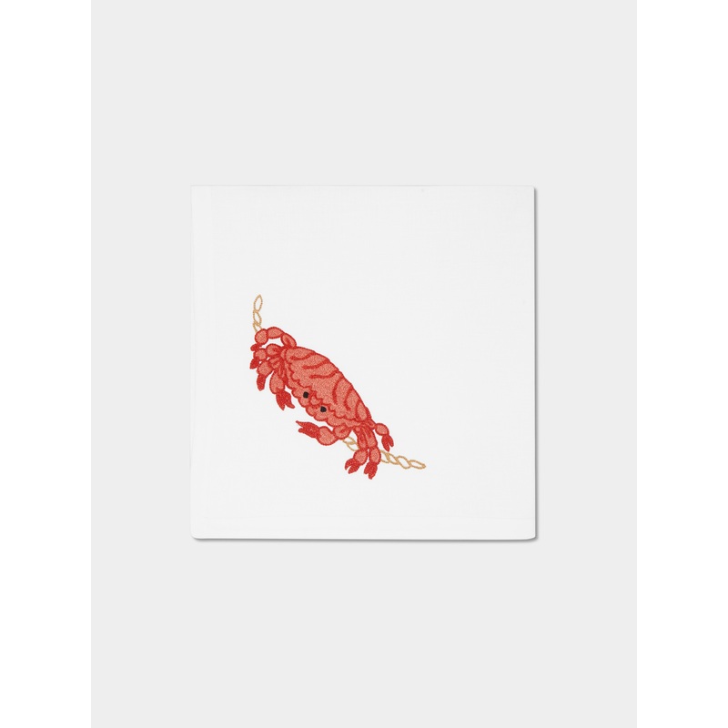 Crabs with Rope Hand-Embroidered Linen Napkins (Set of 6)