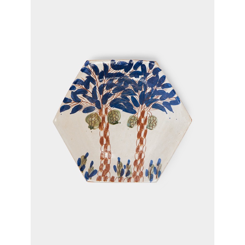 Date Hand-Painted Ceramic Hexagonal Platter