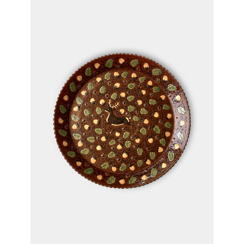Deer Hand-Painted Ceramic Large Round Platter