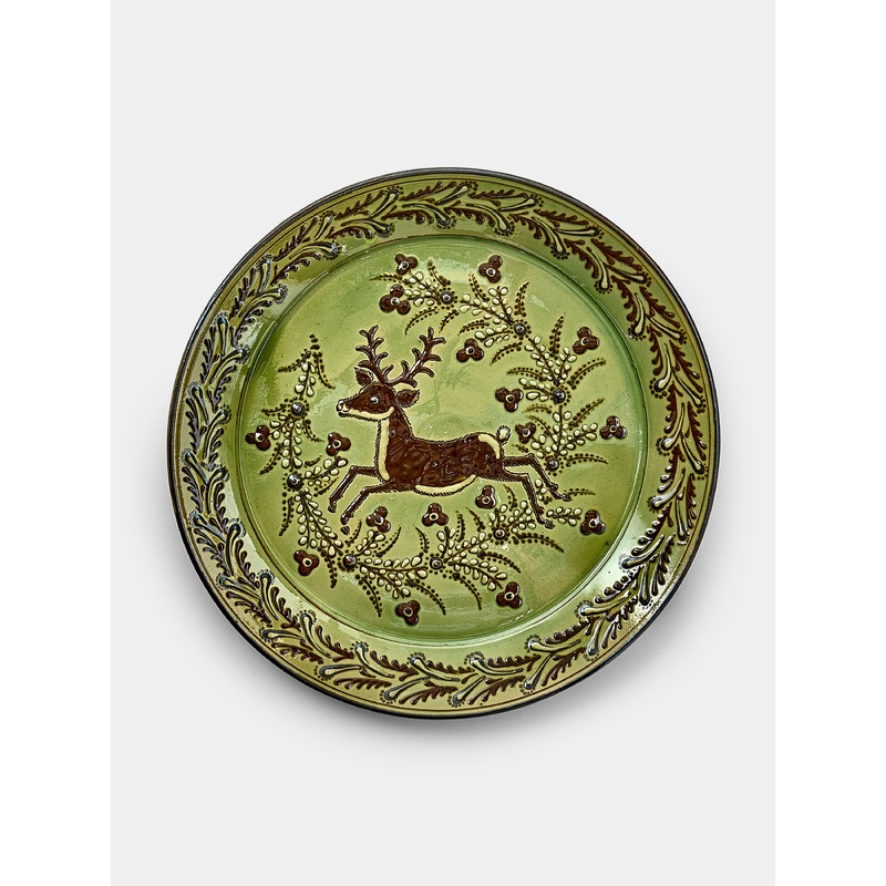 Deer Hand-Painted Ceramic Round Platter