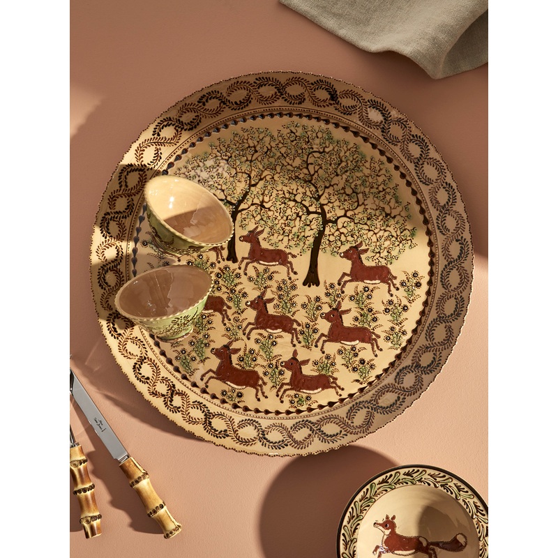 Donkeys Hand-Painted Ceramic Extra Large Round Platter