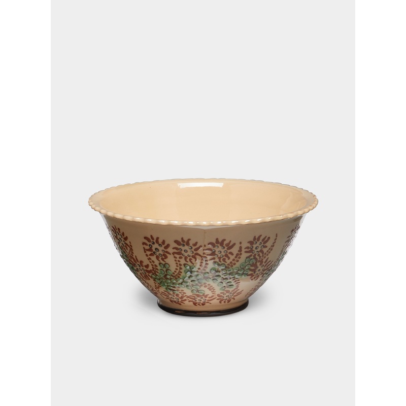 Flowers Hand-Painted Ceramic Fluted Bowl