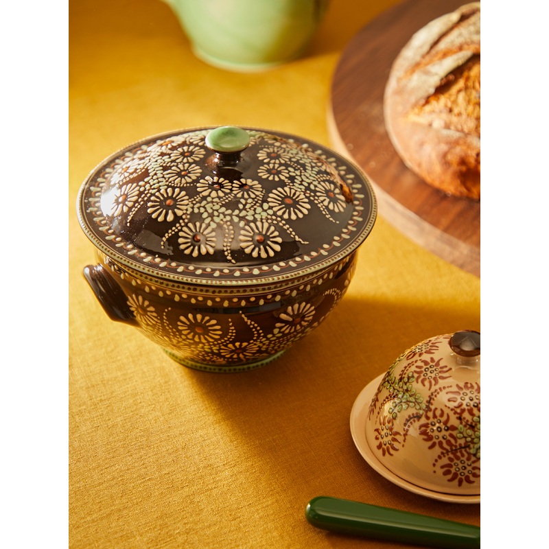 Flowers Hand-Painted Ceramic Lidded Tureen