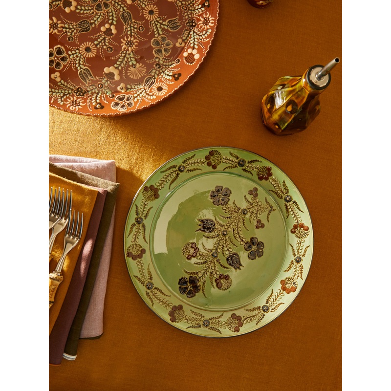 Flowers Hand-Painted Ceramic Round Serving Plate