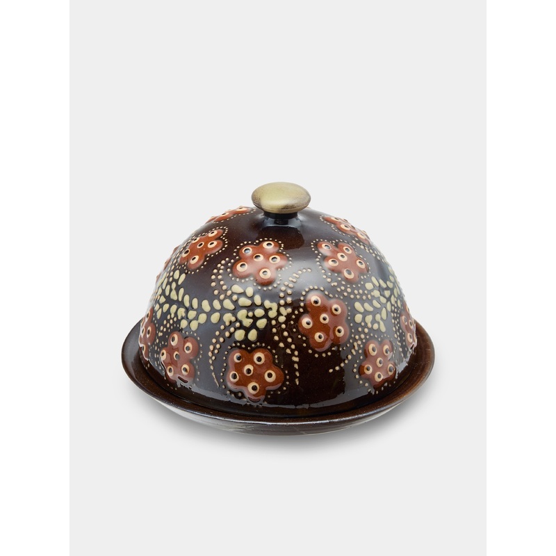 Flowers Hand-Painted Ceramic Small Butter Dish
