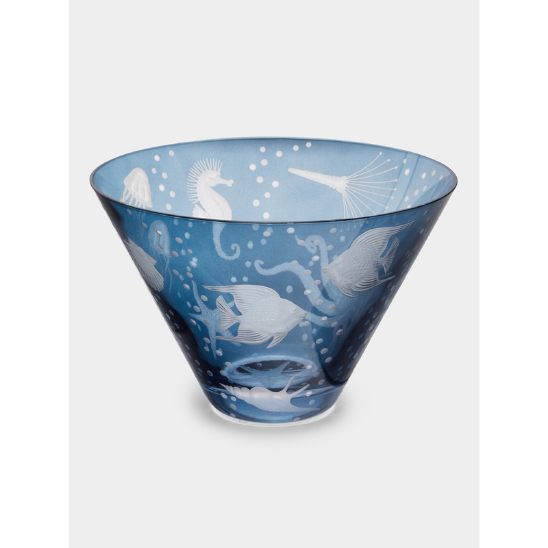 Frutti di Mare Hand-Engraved Crystal Bowl