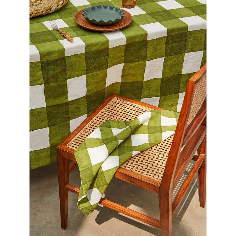 Gingham Hand-Painted Linen Napkins (Set of 4)