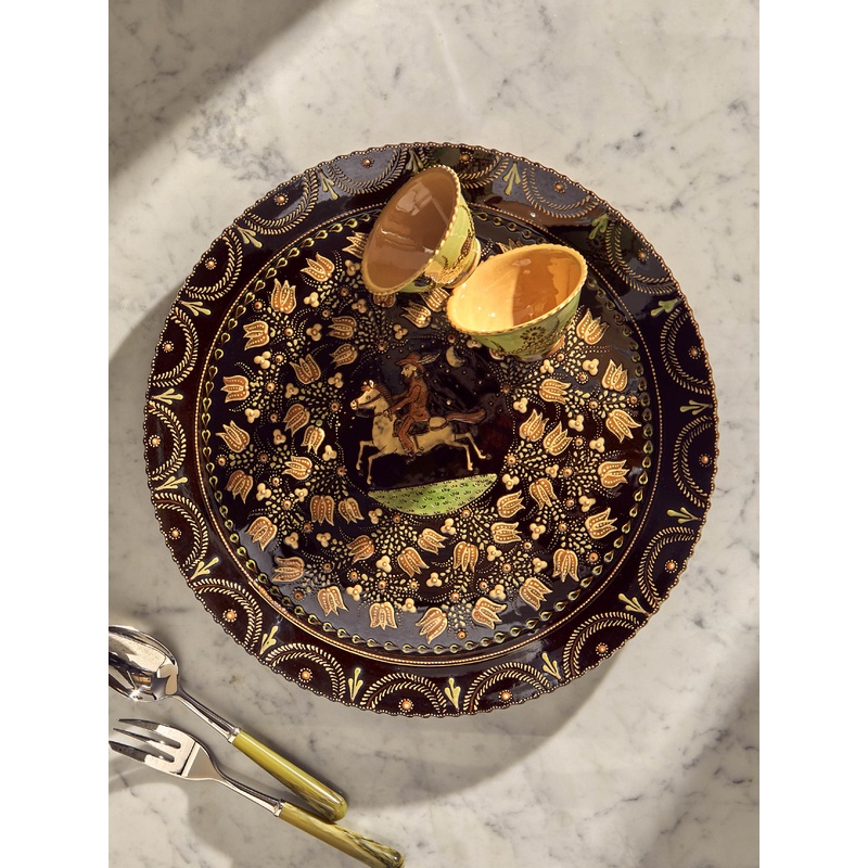 Horses Hand-Painted Ceramic Extra Large Round Platter