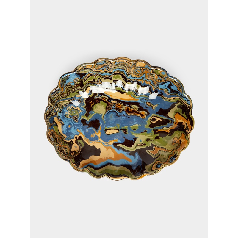 Marbled Ceramic Large Serving Plate