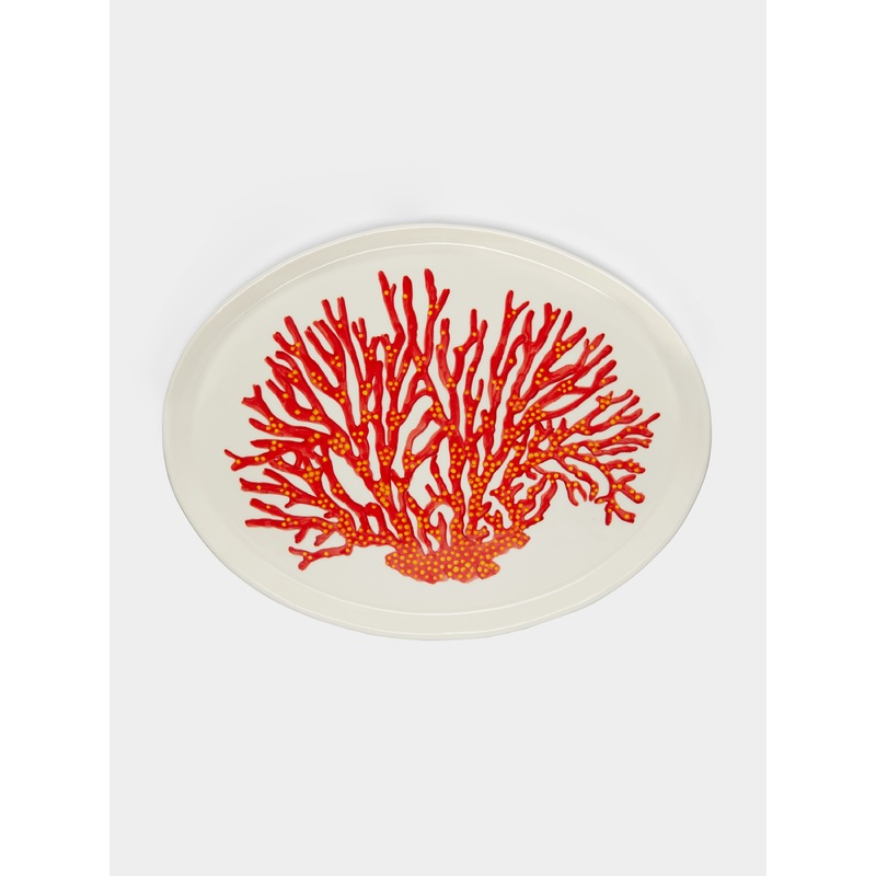Mopsella Zimmeri Hand-Painted Porcelain Oval Serving Platter
