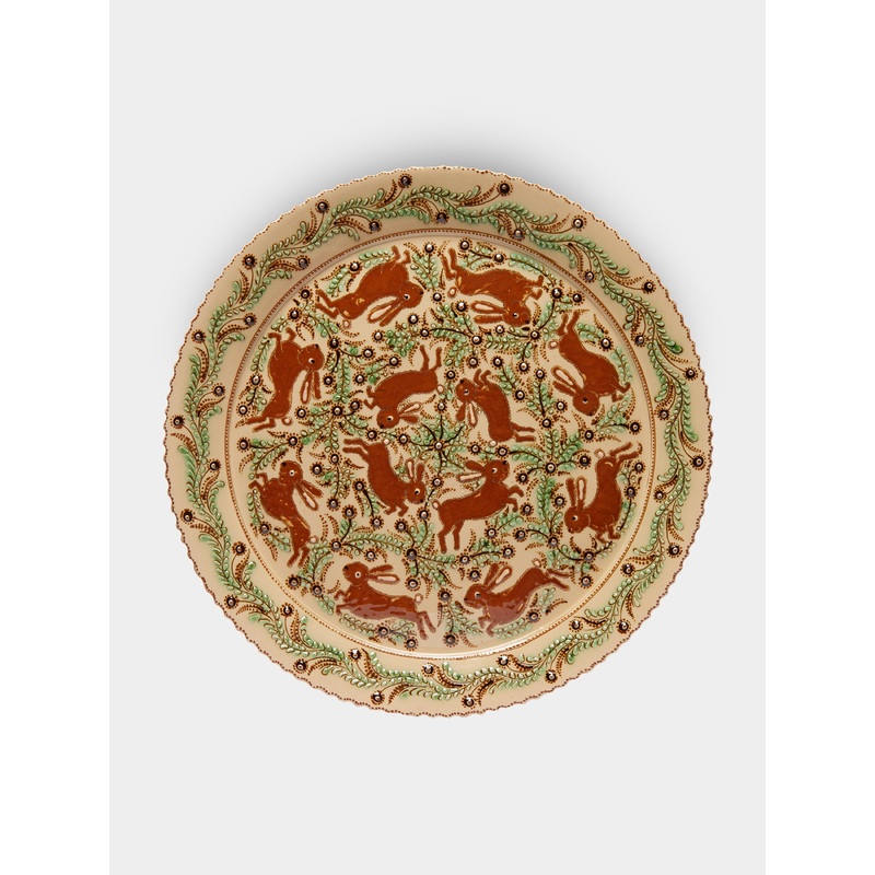Rabbits Hand-Painted Ceramic Serving Plate