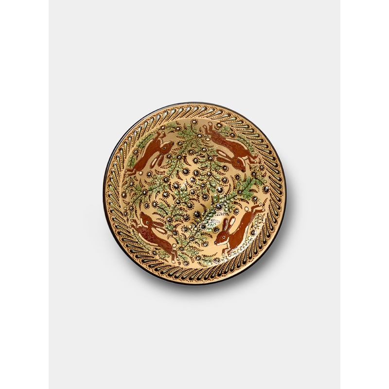 Rabbits Hand-Painted Ceramic Small Serving Bowl