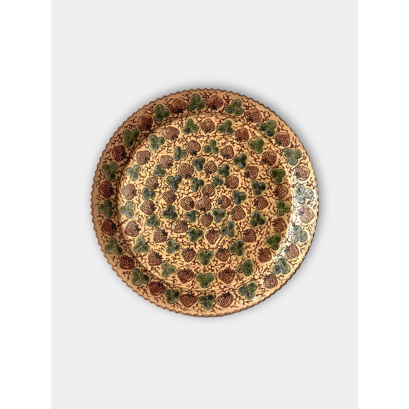 Strawberries Hand-Painted Ceramic Large Round Platter