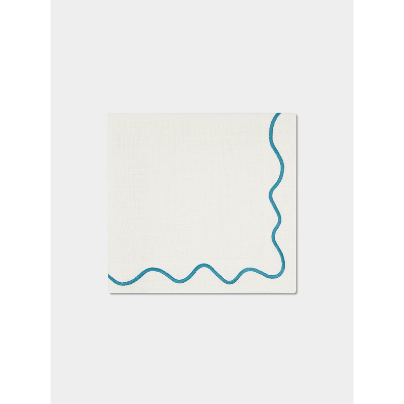 The Squiggle Hand-Embroidered Linen Napkins (Set of 4)