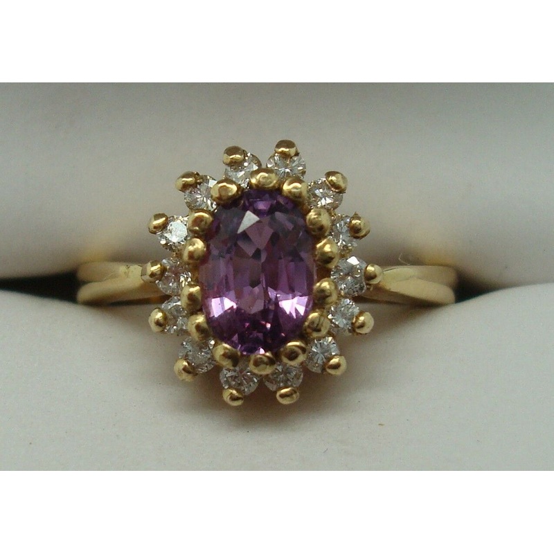 14K Gold 1.07ct Purple Genuine Natural Sapphire Ring with Diamonds (#J1572)