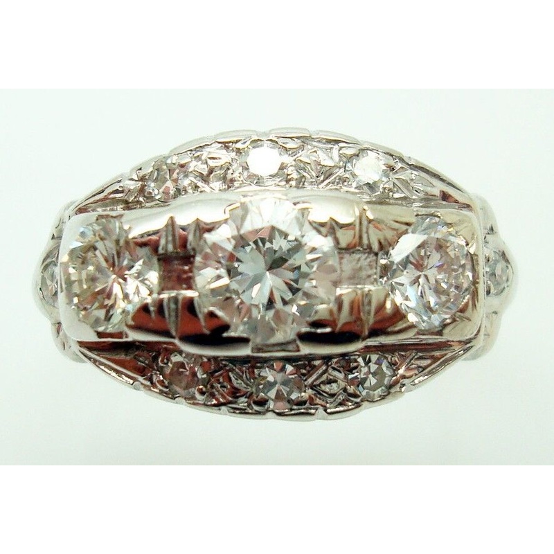 14K Gold 1ct Total Weight Genuine Natural Diamond Ring w/ Small Diamonds #J2874