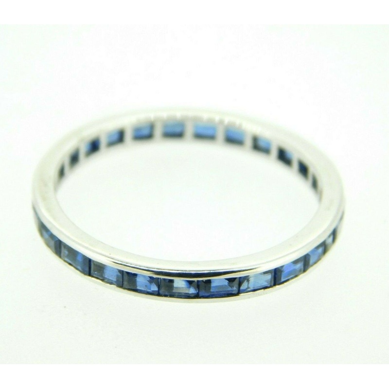 14k Gold Eternity Ring Band with 2ct Genuine Natural Blue Sapphires (#J2255)
