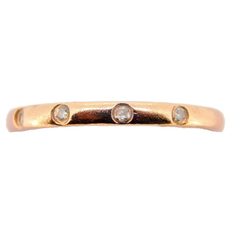 14k Rose Gold Ring Band with Genuine Natural Diamonds (#J3948)