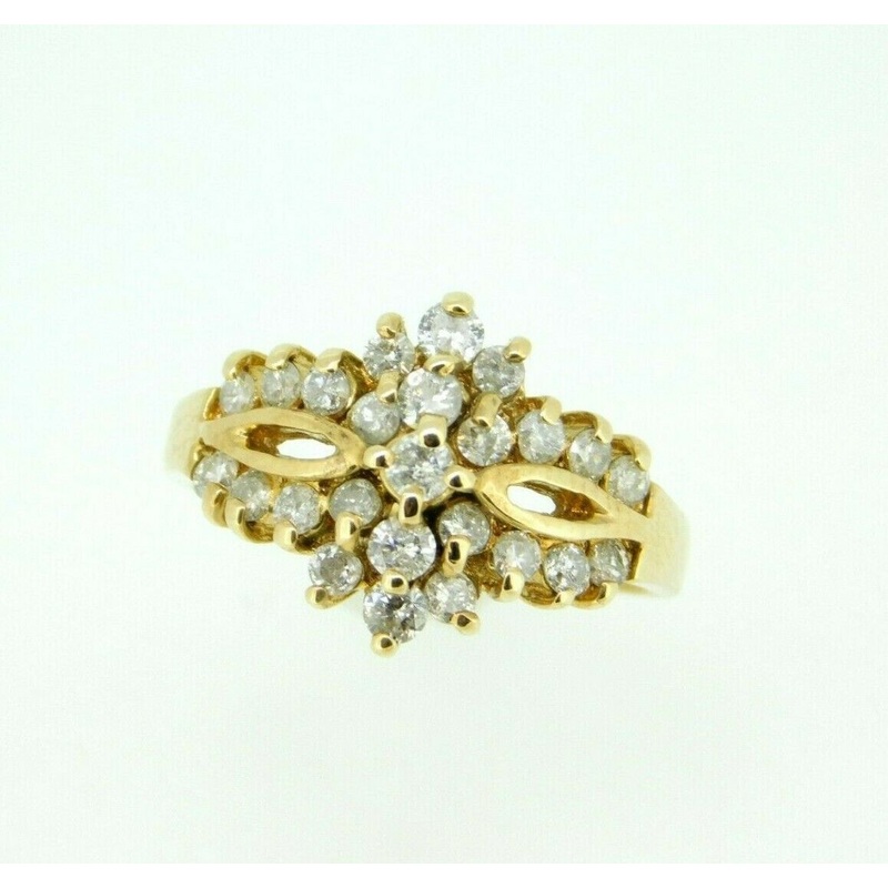 14k Yellow Gold Genuine Natural Diamond Cocktail Ring .75ct (#J2014)