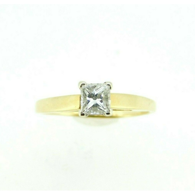 14k Yellow Gold Princess Cut 1/2 Carat Genuine Natural Diamond Ring .55ct #J2726