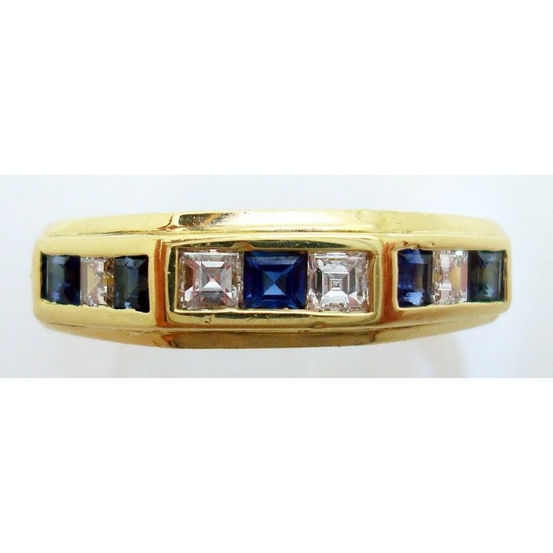 18K Gold .20ct Blue Genuine Natural Sapphire Ring with Diamonds (#J3110)