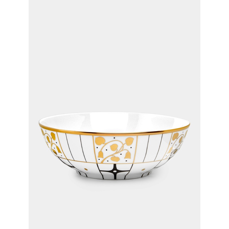 Dco Vienne Hand-Painted Porcelain Salad Bowl