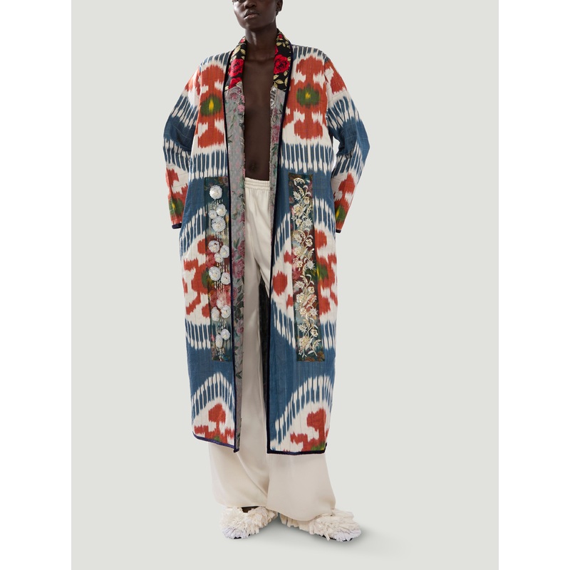 Hand-Loomed Ikat Silk and Cotton Reversible Robe | One Size