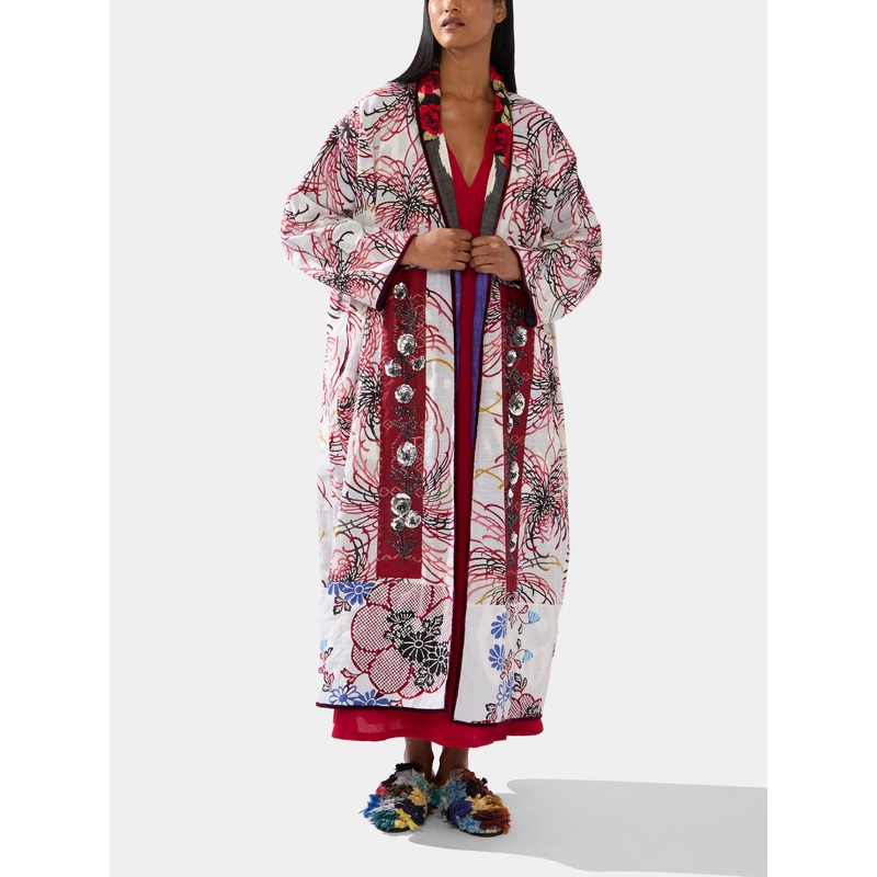 Hand-Loomed Katazome Cotton Reversible Robe | One Size