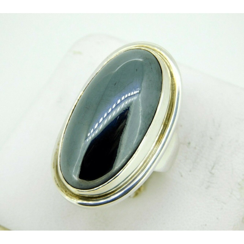 Large Georg Jensen Sterling Hematite Ring #46E (#J4458)